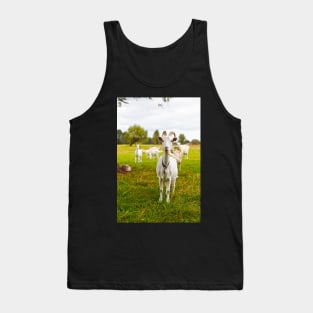 Domestic goats on green pasture Tank Top